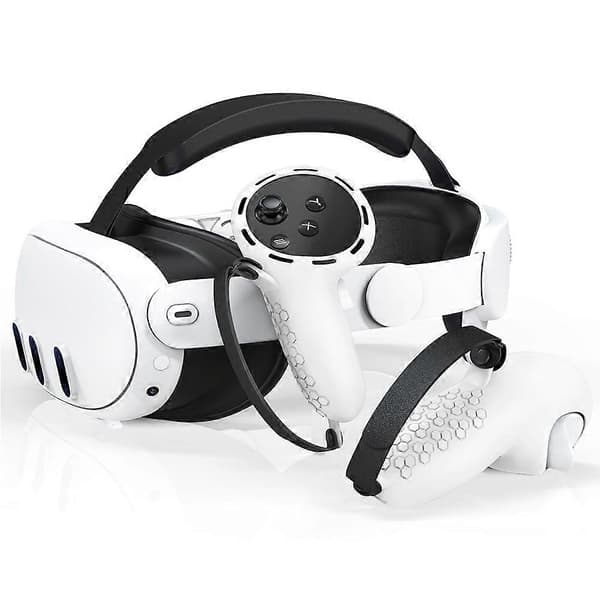 1 par silikonetui for Meta Quest 3/3S Touch Controller beskyttende grepdeksel med stropper - hvit
