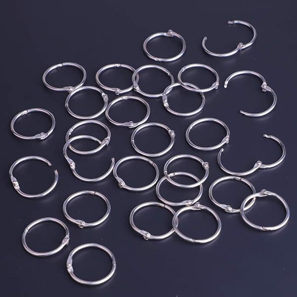 100 stk. ringbindsringe, løse bladbindsringe, bogringe, metalbindsringe til papirer, flashkort, indekskort, ringbind, kontor, skole 1.2 Inch/30mm