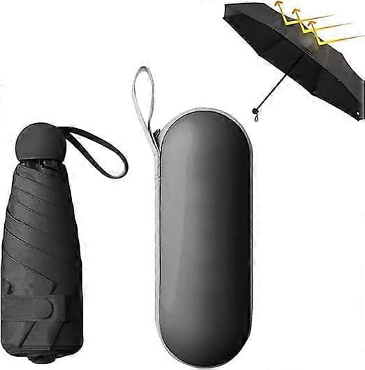 Rejseparaply - Regnparaply - Kompakt Kapselparaply - Sort