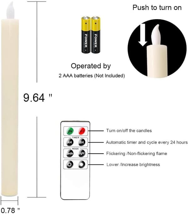 6-pack batteridrivna LED-ljus med fjärrkontroll och timer, äkta W