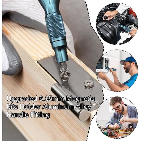 1/4 tomme 6,35 mm magnetisk bitholder, aluminium hurtigudløser til skruetrækker, forlænger, samler