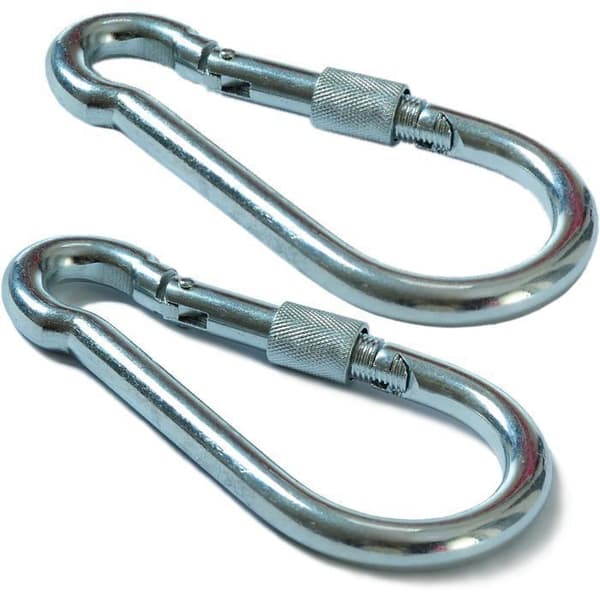 2x låsekarabiner, 12 mm diameter x 120 mm længde - 304 rustfrit stål
