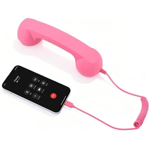 Retro Telefonlur - 1 Enhet - ABS - 3,5 mm Jack - Strålningsreducering - Rosa