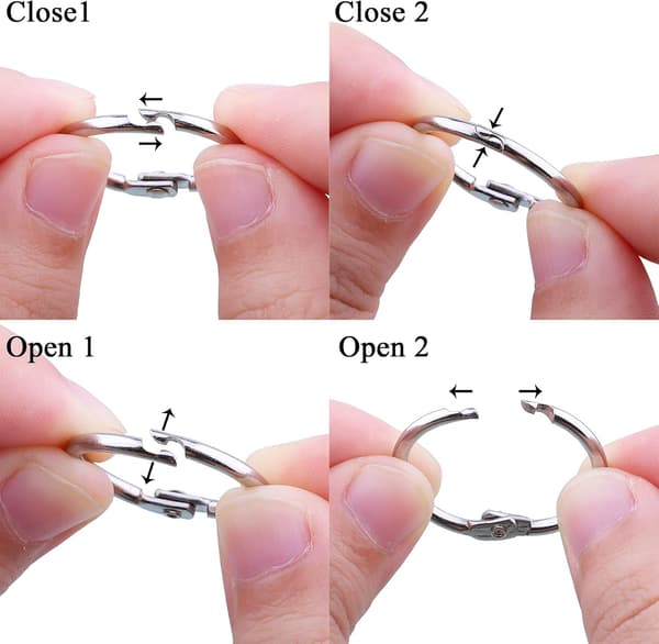 100 stk. ringbindsringe, løse bladbindsringe, bogringe, metalbindsringe til papirer, flashkort, indekskort, ringbind, kontor, skole 0.75 Inch/19mm