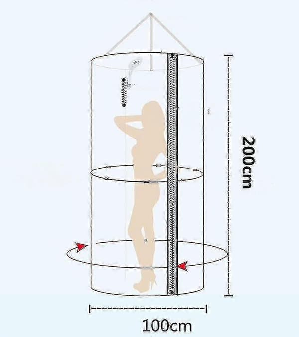 Rund dusjforheng i polyester, termisk isolasjon, fortykket dobbel glidelås D100 * L200cm