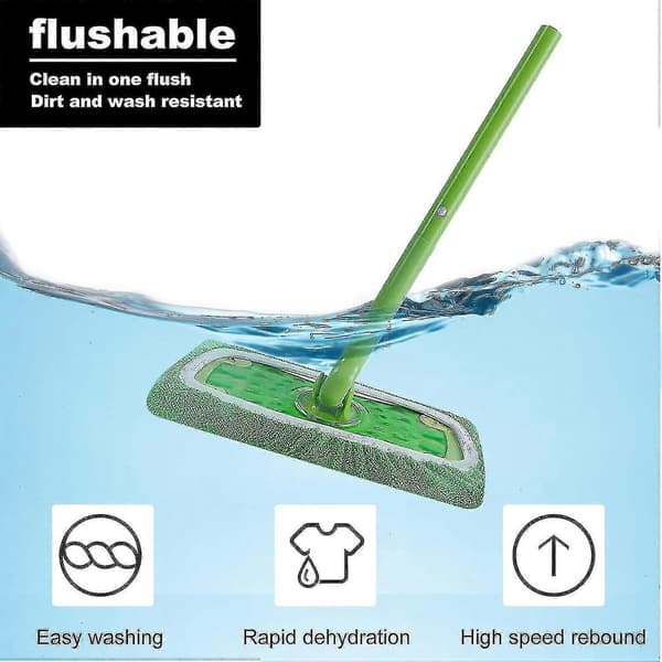 6 stk. genanvendelige mikrofiber moppepuder til Swiffer Sweeper moppe, tørre fejningsklude og våde moppeklude til gulvvask
