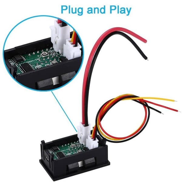 2 Digitale Voltmeter Amperemeter DC 100V 10A Rød Blå LED-skjerm Spenningsstrømmåler for batterier