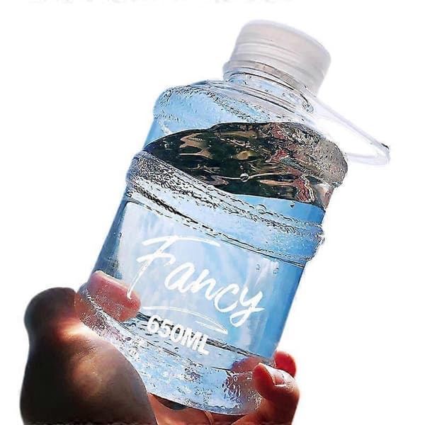 Mini Liten Ren Hinkkopp Plast Vattenkopp Fancy [Transparent Vit] 650ml Enkelkopp + Snodd