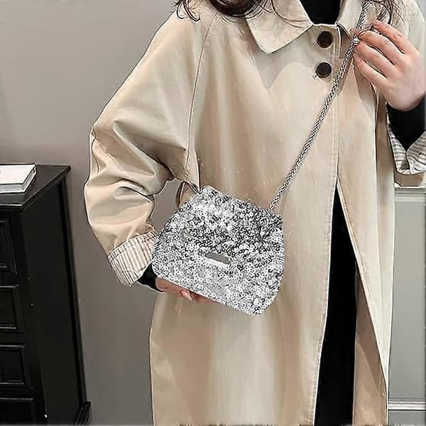 Damfestkoppling Miniväska Eleganta bröllopsceremoniväskor Glänsande aftonväska Bling Bucket Bag Liten Kedjeväska Plata