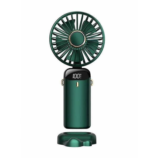Udendørs Mini Håndholdt Ventilator Dobbelt Batteri Support 5 Gear Vind Ventilatorer Til Udendørs Indendørs Camping Vandreture Green