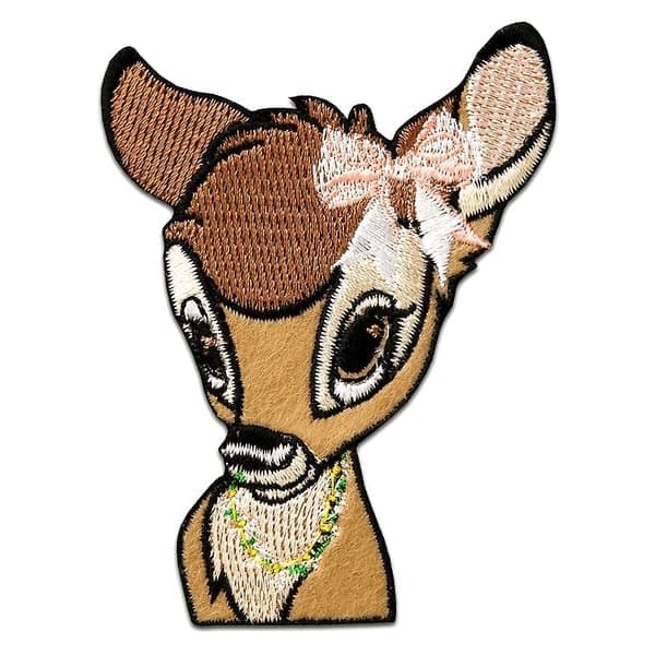 Højkvalitets applikation / Strygemærke - BAMBI Hoved Dyr Børn – brun - 6x8cm - Patch
