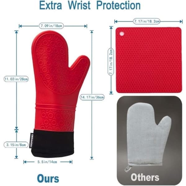 Professionelle ovnhandsker, silikone grydelapper, 1 par varme