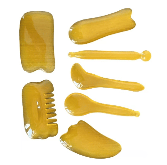 7-delars Gua Sha-set, Harts Gua Sha-set för ansikte och nacksmärta yellow