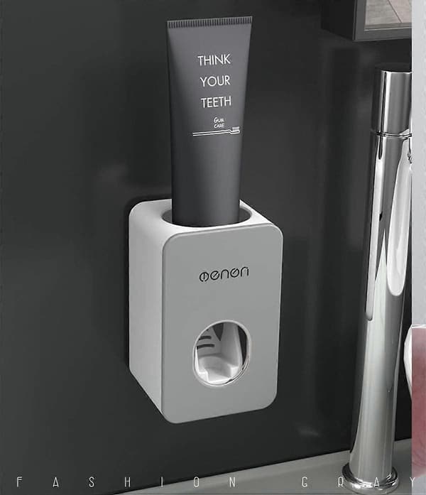 Automatisk Tandkräm Dispenser Väggmontering Vattentät Dammtät Grå (7 x 6 x 11 cm)