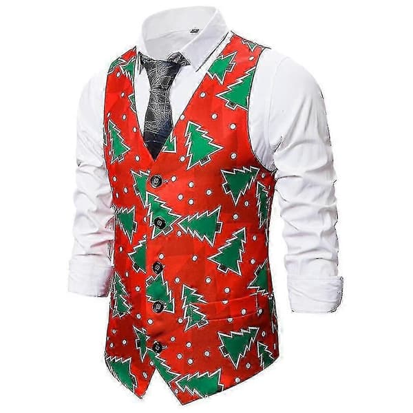 Herr Julväst Slim Fit Julkostymväst Jacka Fritidsytterkläder Red S