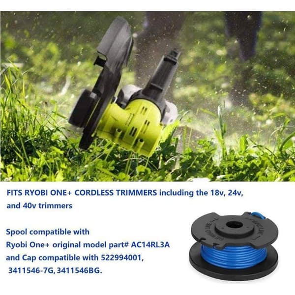 Ryobi One+ AC14RL3A 18V 24V 40V 1.65mm 3.35m Buskrydder Erstatningslinjespole (12 spoler + 2 endehætter)