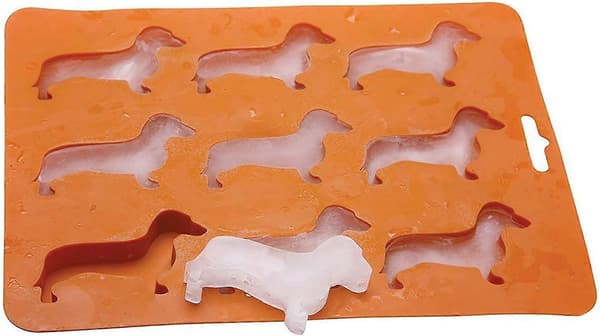 Gravhund Formet Silikone Isterningeforme og Bakke
