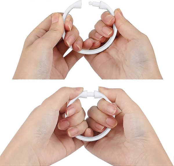 Duschdraperiringar - 12-pack - Duschdraperikrokar i plast O-formade ringar Krok glider lätt på badrumsduschstång (vit)