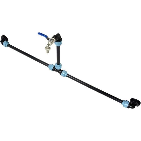 IBC S60 x 6 IBC tilslutningssæt til 2 side-om-side IBC-tanke / regnvandstank med 3/4\" svanehalshane
