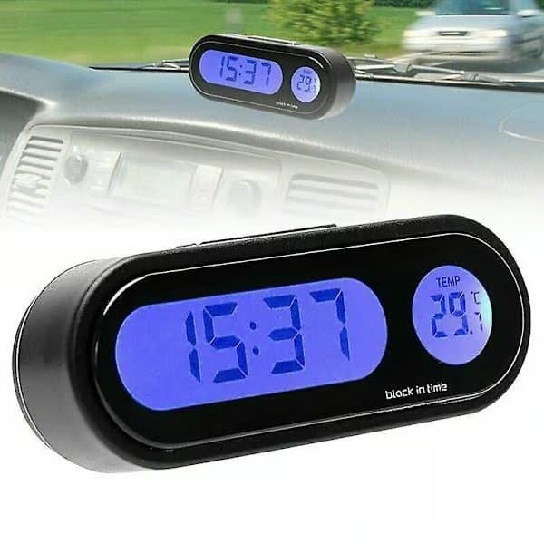 2-i-1 LCD digital elektronisk LED-klocka och termometer för bil