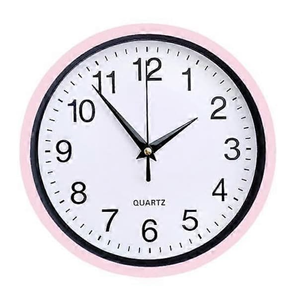 Hiljainen seinäkello, ei tikitystä, suuret numerot, pyöreä kello -FS- vaaleanpunainen light pink