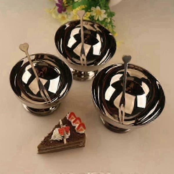 3 STK rustfritt stål kopp salat kald drikke iskrem kopp dessert rustfritt stål multifunksjonell