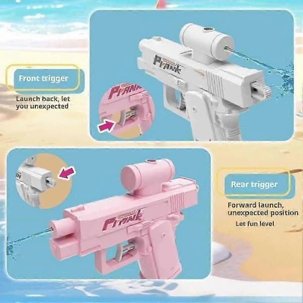 Prank Two Way WaterGun, Prank SquirtGun Can Spray from Front and Back White