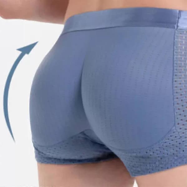Höftlyftande boxer briefs för män, vadderade underkläder i mesh för män Dark Blue M