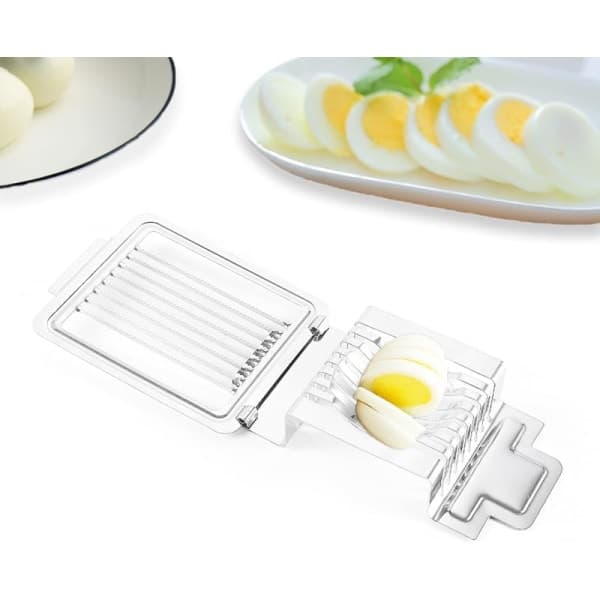 Eggkutter i rustfritt stål, eggdeler i metall, multifunksjonell eggkutter, for kutting av posjerte egg, kokte egg, andeegg osv.
