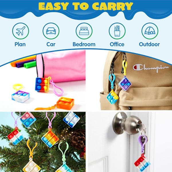 Fidget Pop it legetøjssæt – Nøglering pop fidget legetøj bulk festgaver til børn – Vælg form og mængde Square 30pcs