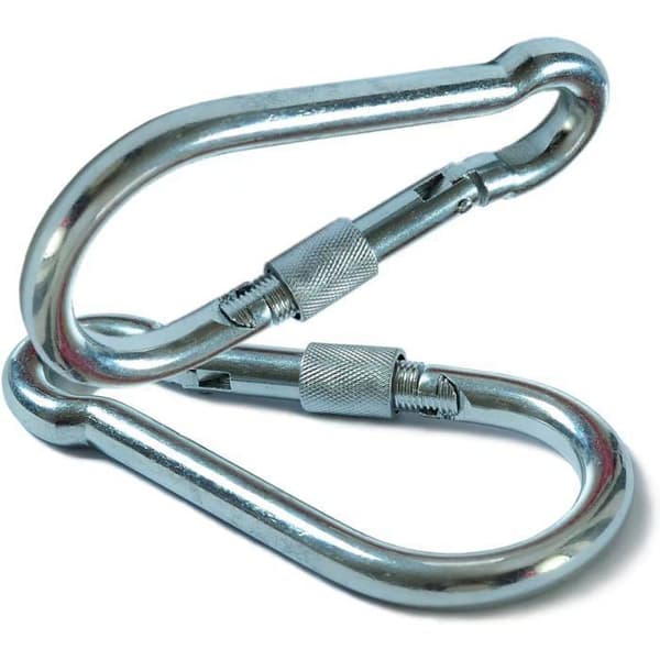 2x låsekarabiner, 12 mm diameter x 120 mm lengde - 304 rustfritt stål