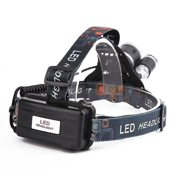 8000lm 3 LED T6 Hodelykt med 2x18650 oppladbart batteri