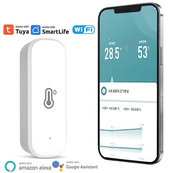 Wifi Smart Temperatur- og Fuktighetssensor Hygrometer Termometer