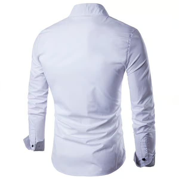 Mönstrad herrskjorta, lång ärm, vardagsskjorta, vit white L