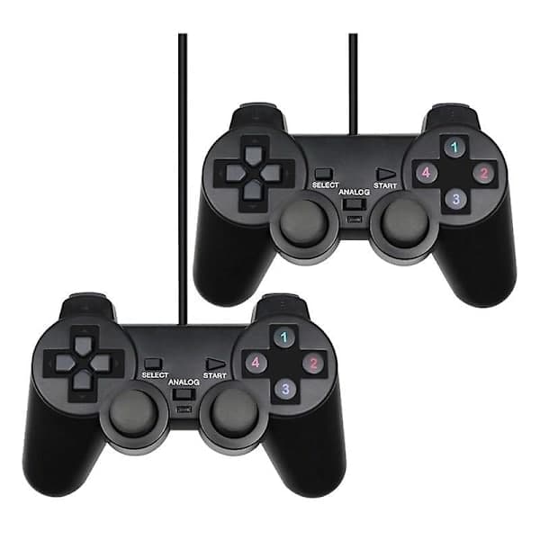 Kablet USB PC-spilcontroller til WinXP/Win7/Win8/Win10, velegnet til PC Computer Laptop Sort Gamepad Joystick Sort 2 stk.