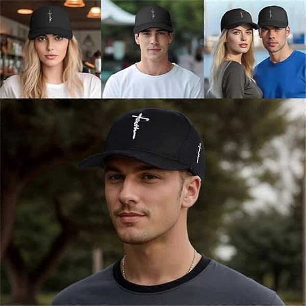 Justerbar brodert baseballcaps for menn og kvinner Black B