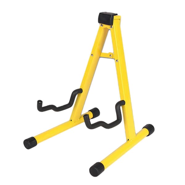 Gitarrställ Fällbart A-ram Golv Universellt Metall för Akustiska Klassiska Elektriska Basgitarrer Banjo Ukulele Bärbart Yellow 30x25x37cm