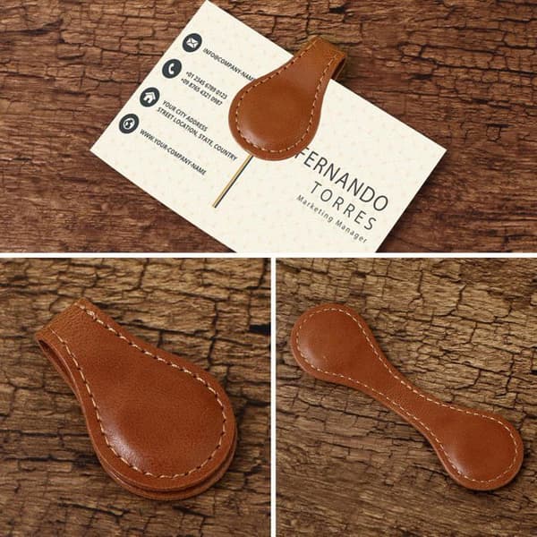 Sæt med 2 magnetiske læderbogmærker, retro læder bogsideholder, læsetilbehør (mørkebrun + lysebrun)