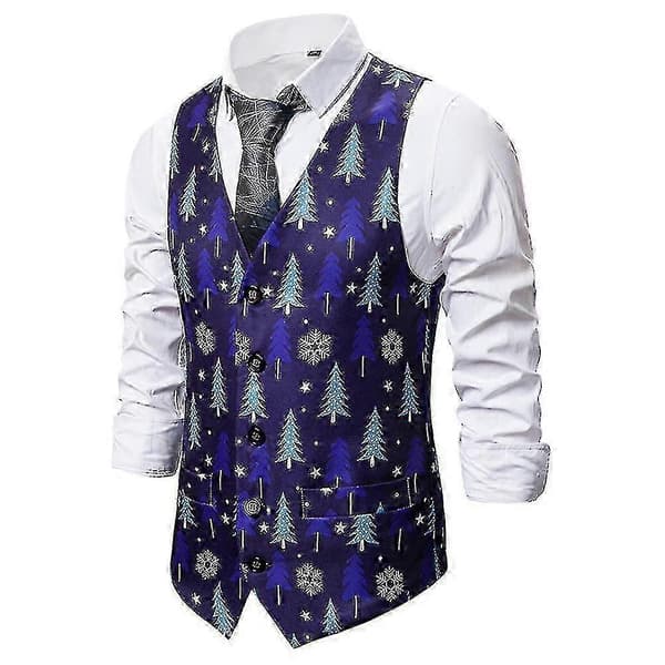 Herr Julväst Slim Fit Julkostymväst Jacka Fritidsytterkläder Blue M