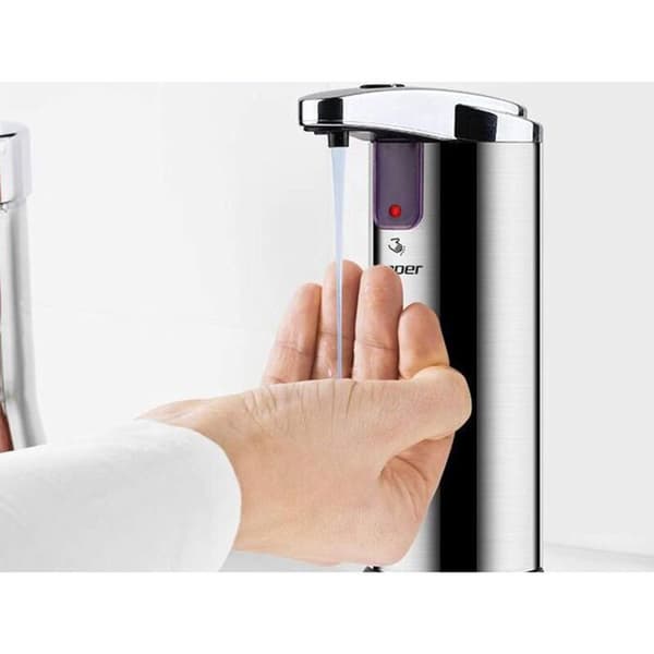 Automatisk tvåldispenser, stål/ABS, infraröd sensor, 250 ml behållarkapacitet, 3 doseringsflödesinställningar