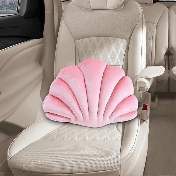 Skjellputer Muslingpute Gulvpute Multifunksjonell pyntepute for sofa seng slitesterk, rosa