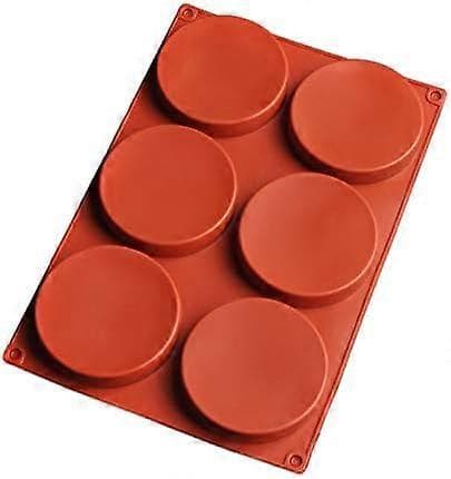 6-rums store runde skivekageforme silikone resin coaster forme, teboller, creme, mousse kagepande bageforme
