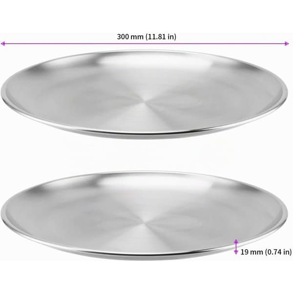 Tallrik - Set om 5 - 304 Rostfritt Stål - Hållbar - Camping, Grill, Picknick - 30 cm
