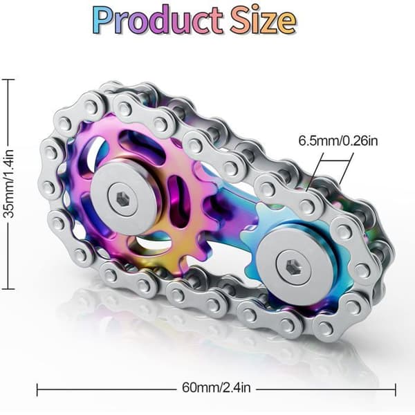 Fidget Spinner Cykelkæde - 1 Enhed - Rustfrit Stål Metal - 2 Hastighed Glatte Lejer - Anti
