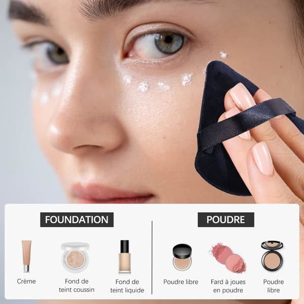 Sæt med 6 trekantede makeupsvampe - Blød puff til pudderfoundation og flydende kosmetik sort