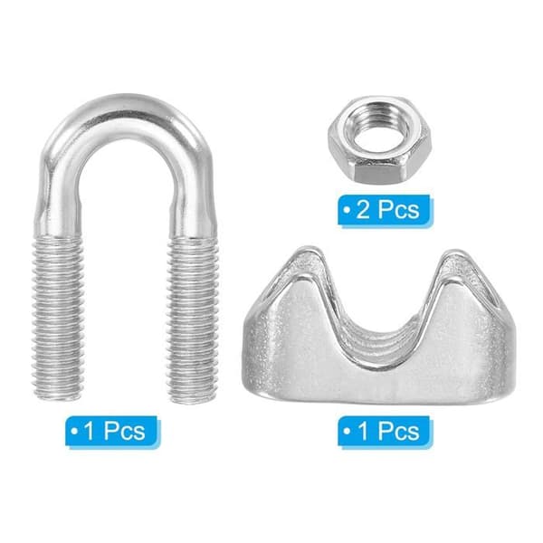 Sett med 8 M12 304 rustfrie stålklemmer for 1,27 cm tau, rigging, marinefester