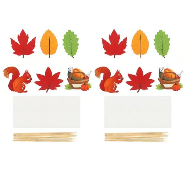 12 st fruktkaka aptitretare plockar Thanksgiving cupcake plockar hösttema cupcake topper löv