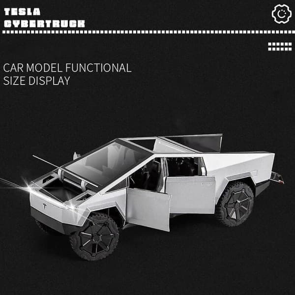 1:24 Tesla Cybertruck Pickup Legering Støbt Legetøjsbil Metal Legetøjsbil Model Lyd Og Lys Træk Tilbage Samling Børn