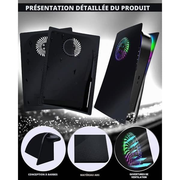 RGB LED-deksel til PS5 Disc Edition - 1 stk - Ventilert ABS - Musikksynkronisering - Gaming