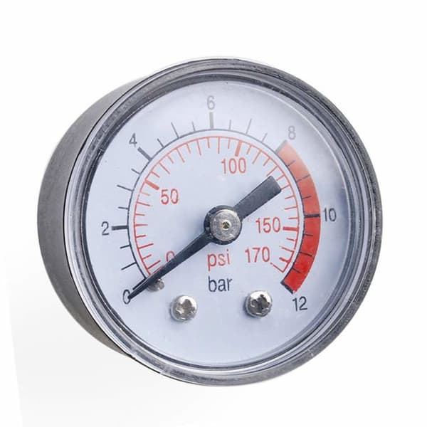 Luftkompressor Trykkmåler - 1 Stykke - Robust Metall - Måler 0-12 Bar/170 PSI - Pneumatisk Bruk